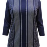 NAVY Pure Cotton Mixed Spot Print 3/4 Sleeve Top Size 16 -26