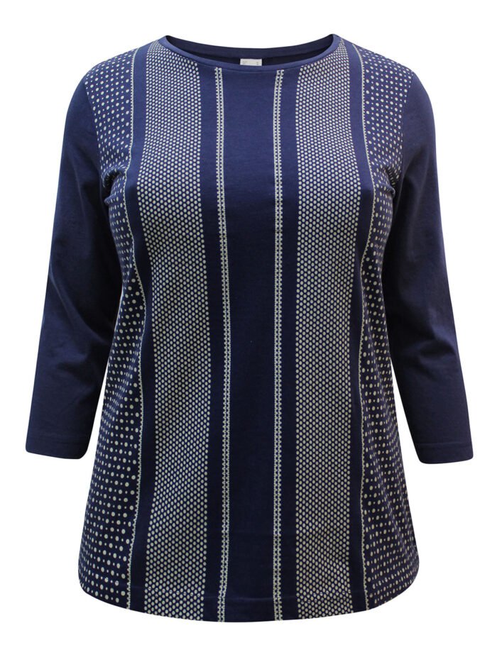 NAVY Pure Cotton Mixed Spot Print 3/4 Sleeve Top Size 16 -26 - Image 1