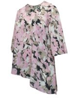 PINK Floral Print Asymmetric Hem Art-To-Wear Blouse Size 16 -30 - Image 3