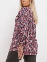 PINK Animal Print Reversible Ruched Sleeve Boxy Top Size 16 - 18 - Image 4