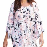 PINK Floral Print Asymmetric Hem Art-To-Wear Blouse Size 16 -30