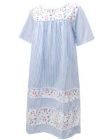National BLUE Pure Cotton Multi Print Smock Dress Size 12 -28