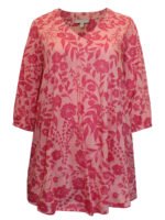 PINK Floral Print Blouson Sleeve Tunic Size 24-42 - Image 2