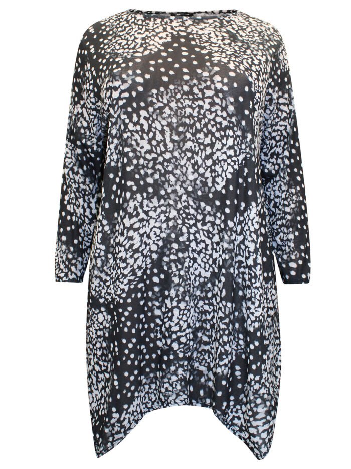 Originals BLACK Animal Print Stretch Tunic Top Size 18 - 24 - Image 1