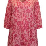 PINK Floral Print Blouson Sleeve Tunic Size 24-42