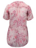 PINK Blooming Rose Faux Pearl Button Hanky Georgette Blouse Size 14 - 34 - Image 4
