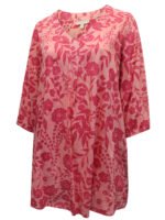 PINK Floral Print Blouson Sleeve Tunic Size 24-42 - Image 4