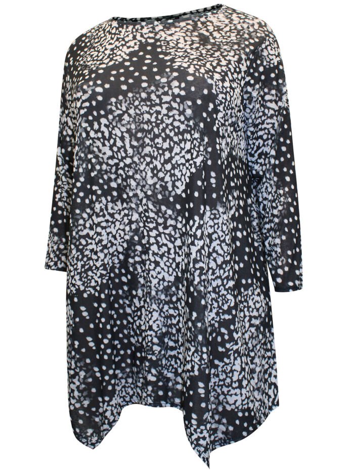 Originals BLACK Animal Print Stretch Tunic Top Size 18 - 24 - Image 5