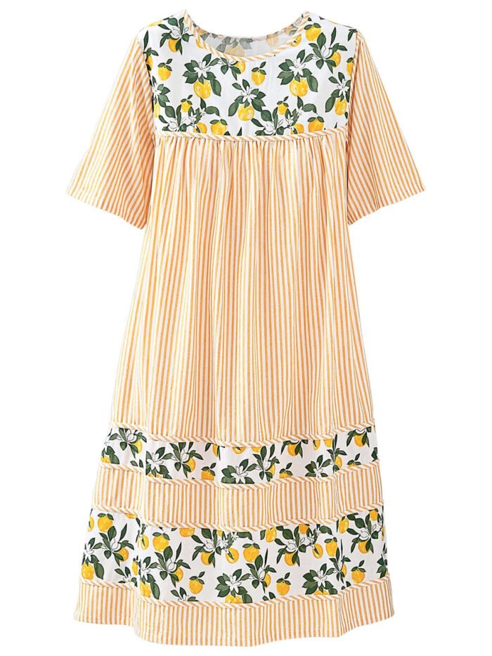 National ORANGE Striped Chambray Lounge Dress Size 18 -28 - Image 1