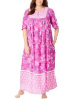 PINK Border Print Long Pocket Lounge Dress Size 28 - 42 - Image 2