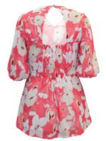 PINK Floral Print Exposed Back Tea Blouse Size 10 -26 - Image 3