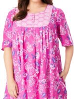 PINK Border Print Long Pocket Lounge Dress Size 28 - 42 - Image 4