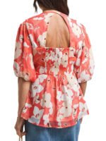 PINK Floral Print Exposed Back Tea Blouse Size 10 -26 - Image 5