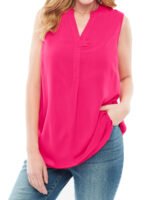 PINK Bright Rose Sleeveless Tab Front Tunic Size 16 - 42