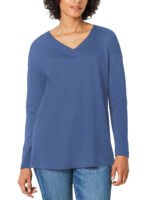 BLUE Supima Cotton Long Sleeve Tunic Size 10 - 22