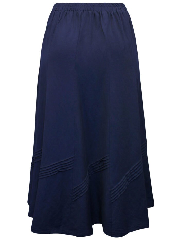 NAVY Linen Blend Pintuck Detail Skirt Size 14 - 32 - Image 3