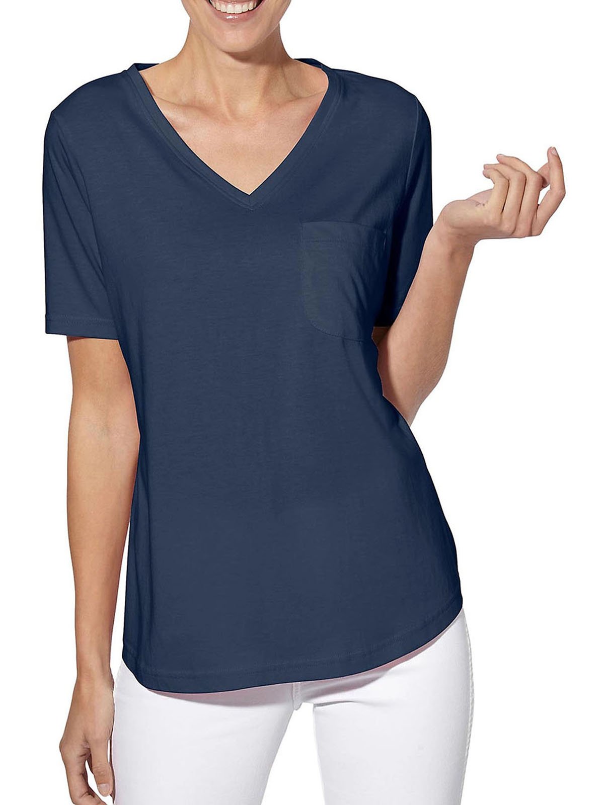 1a NAVY Modal Blend Short Sleeve Pocket T-Shirt Size 10 - 28 - Image 1