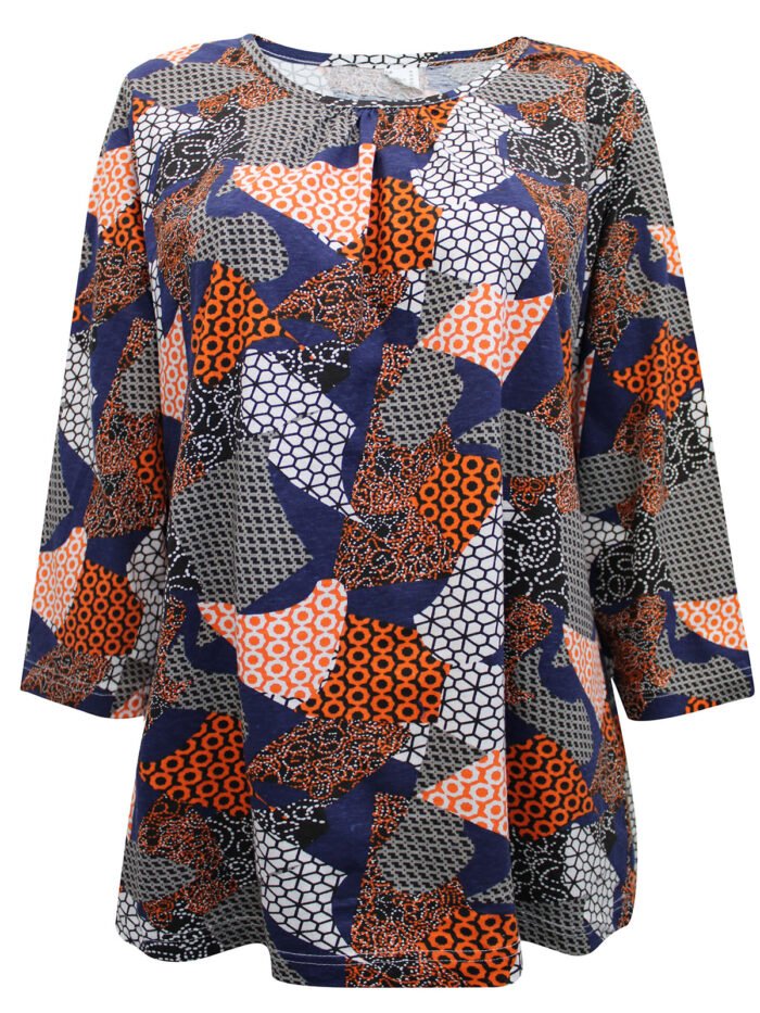 NAVY Pure Cotton Printed Short Sleeve Top Size 16 - 28 - Image 1