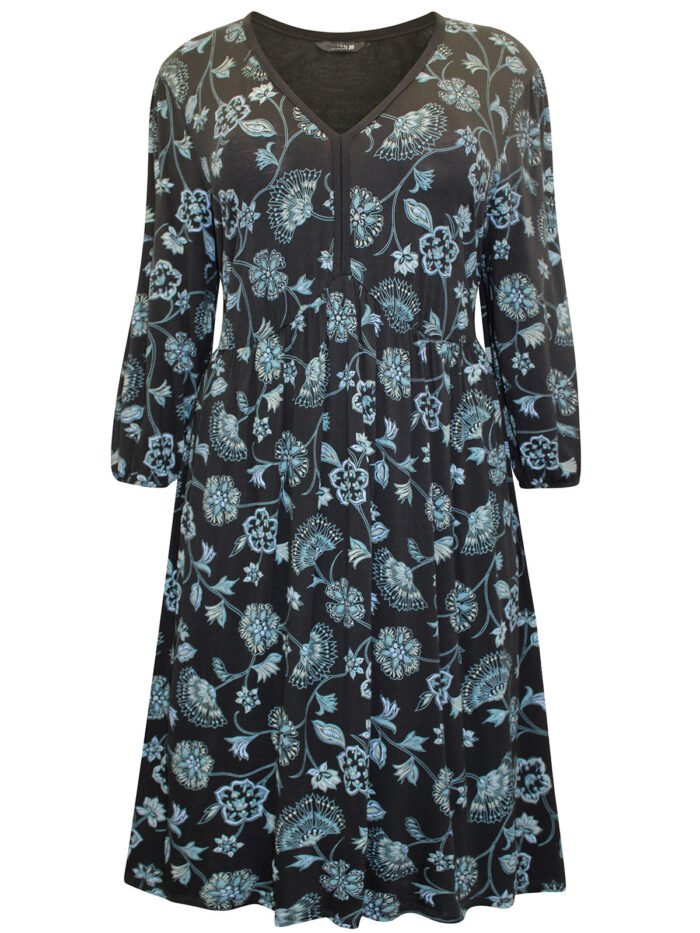 Originals BLACK Floral Print Smock Stretch Dress Size 18 - 24 - Image 4