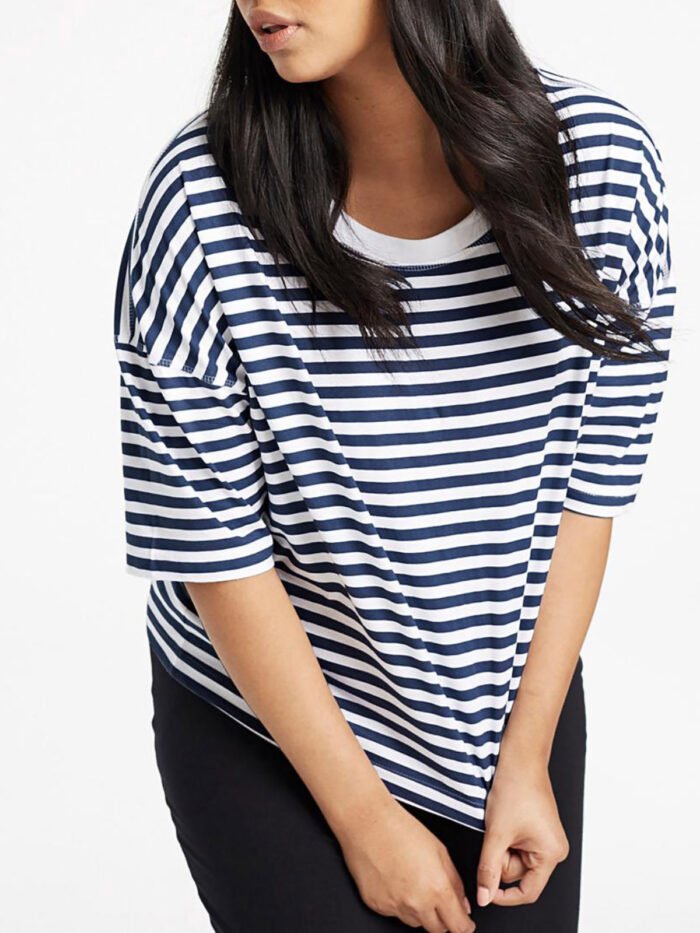 NAVY Pure Cotton Striped Cropped Top Size 12 - 34 - Image 4