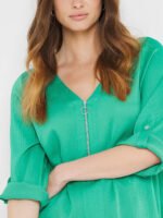 GREEN Bubble Satin Zip Blouse Size 22 - 26 - Image 4