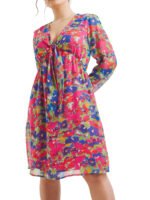 MULTI Floral Print Knot Front Skater Dress Size 10 - 20 - Image 4