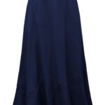 NAVY Linen Blend Pintuck Detail Skirt Size 14 - 32