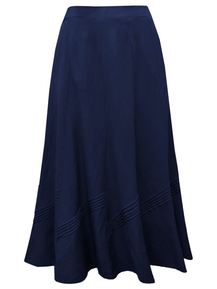 NAVY Linen Blend Pintuck Detail Skirt Size 14 - 32 - Image 1