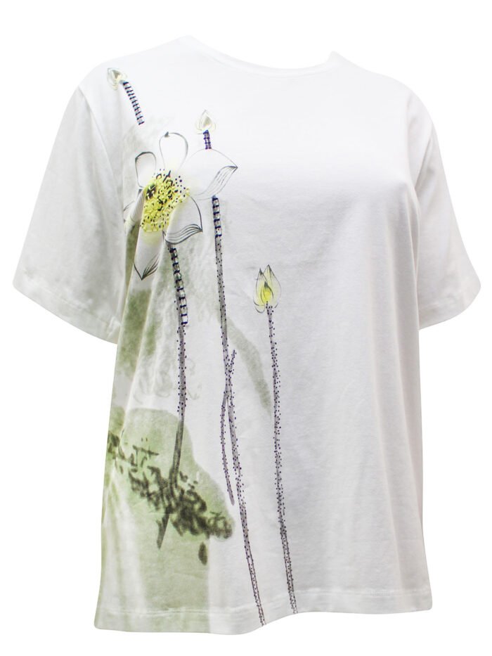 KHKAI Cotton Rich Embroidered Floral Print Top Size 20 - 26 - Image 5