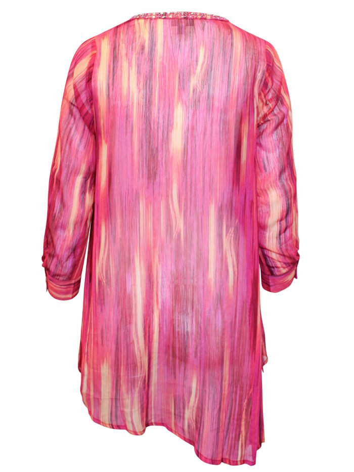 PINK Burst Ikat Texture Beaded Beauty Asymmetrical Tunic Size 16 - 40 - Image 4
