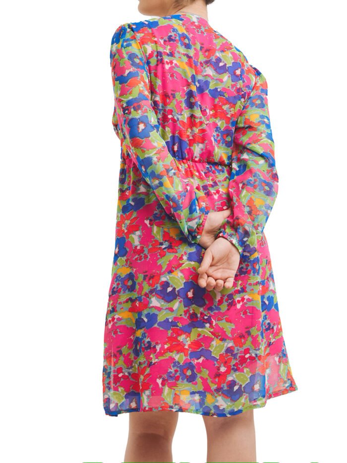 MULTI Floral Print Knot Front Skater Dress Size 10 - 20 - Image 5