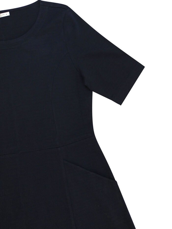 NAVY Half Sleeve Textured Fit & Flare Pocket Dress Size - Image 5