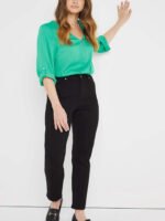 GREEN Bubble Satin Zip Blouse Size 22 - 26 - Image 5