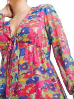 MULTI Floral Print Knot Front Skater Dress Size 10 - 20 - Image 6