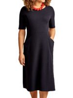 NAVY Half Sleeve Textured Fit & Flare Pocket Dress Size