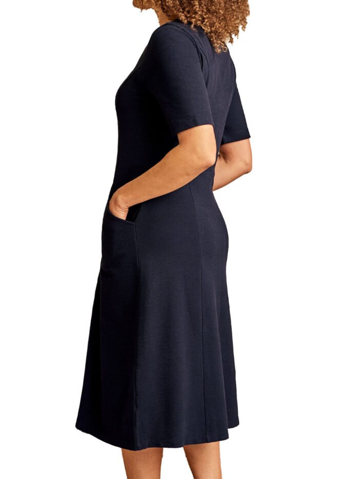 NAVY Half Sleeve Textured Fit & Flare Pocket Dress Size - Image 7