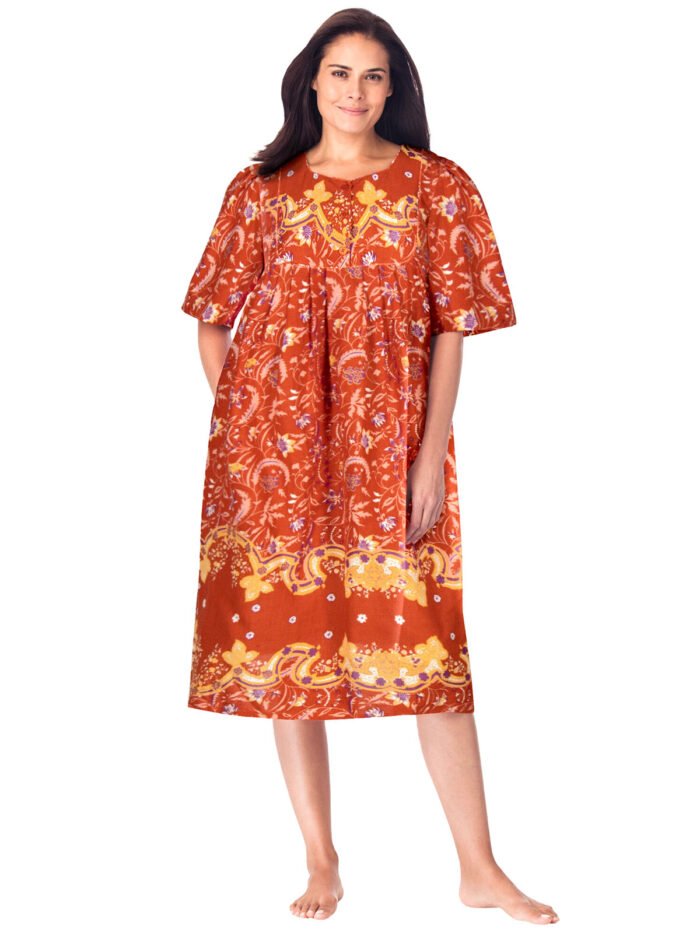ORANGE Border Print Short Lounger Dress Size 24-34 - Image 2