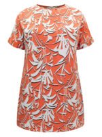 ORANGE Tropical Short Sleeve Longline Boxy Top Size 16 - 30 - Image 2