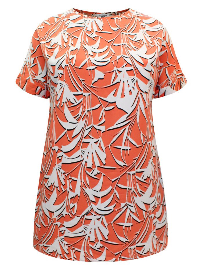 ORANGE Tropical Short Sleeve Longline Boxy Top Size 16 - 30 - Image 2