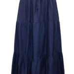 NAVY Linen Blend Tiered Skirt Size 16 - 26
