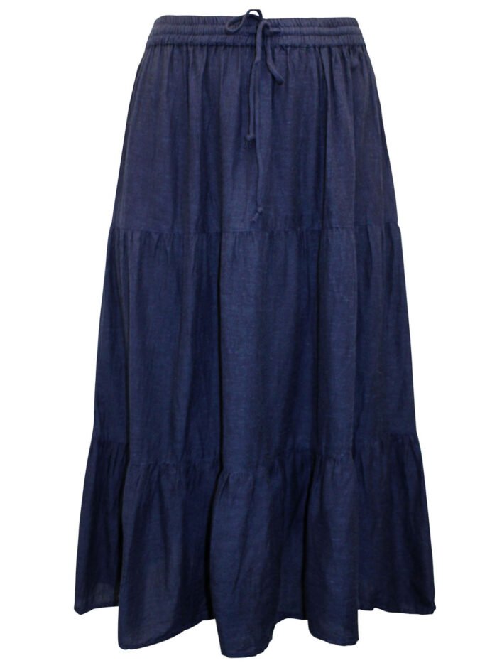 NAVY Linen Blend Tiered Skirt Size 16 - 26 - Image 1