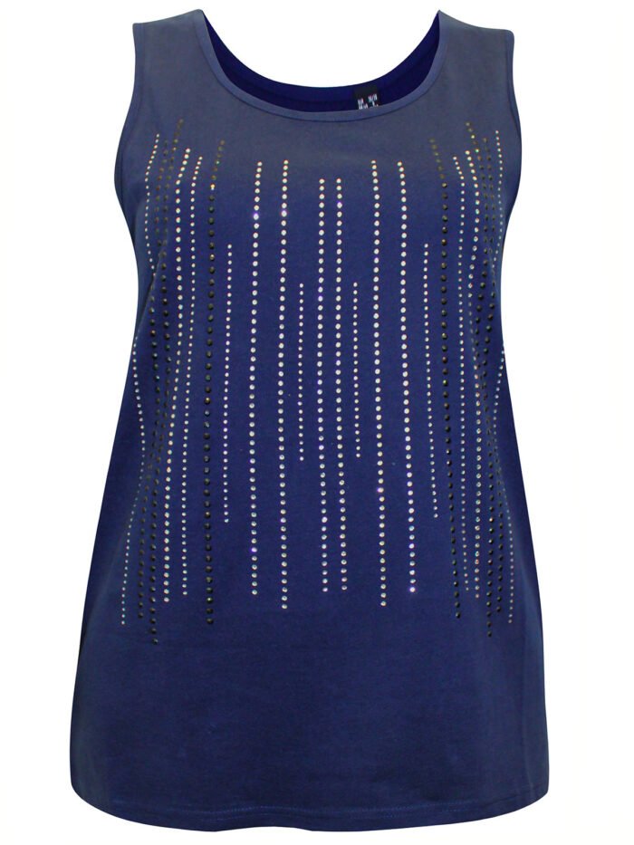 NAVY Pure Cotton Rhinestone Vest Top Size 14 - 32 - Image 2