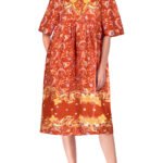ORANGE Border Print Short Lounger Dress Size 24-34