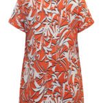 ORANGE Tropical Short Sleeve Longline Boxy Top Size 16 - 30
