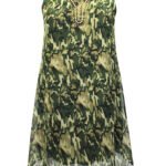 KHAKI Camo Print Embellished Sleeveless Dress Size 12-22