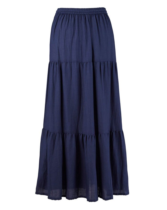 NAVY Linen Blend Gypsy Tiered Skirt Size 12 - 26 - Image 3