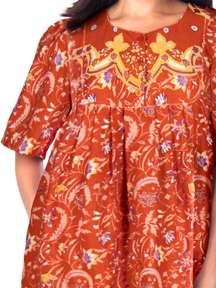ORANGE Border Print Short Lounger Dress Size 24-34 - Image 4