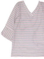 WHITE Pure Cotton Striped Trumpet Sleeve Top Size 10 - 18 - Image 4