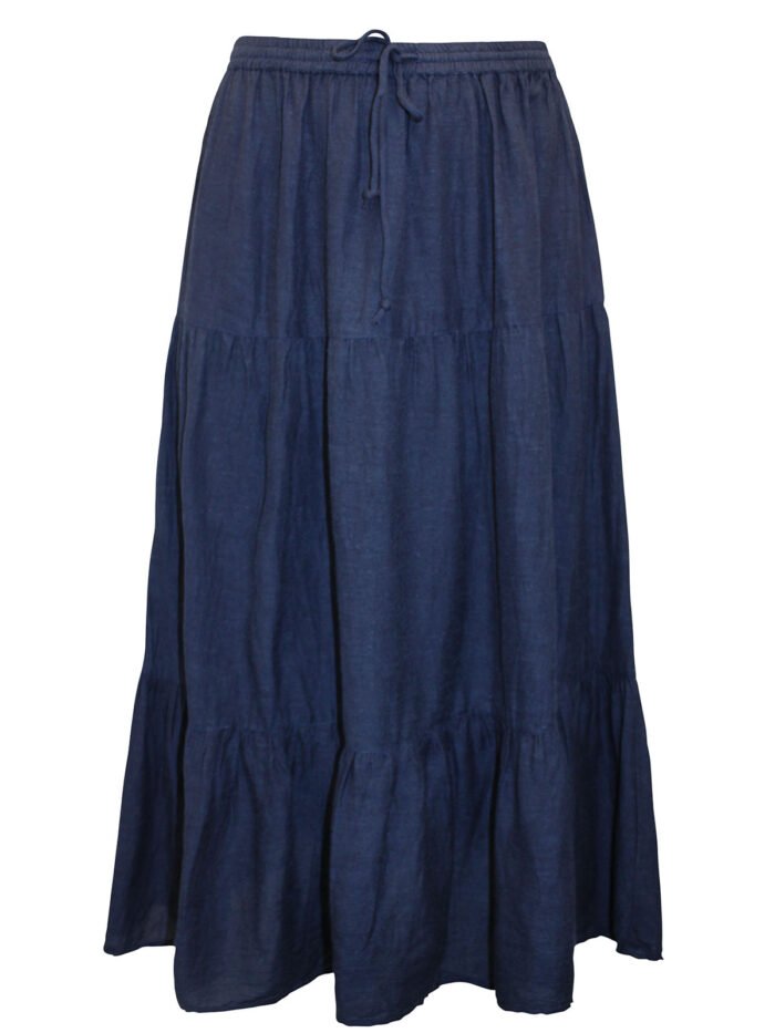 NAVY Linen Blend Tiered Skirt Size 16 - 26 - Image 4