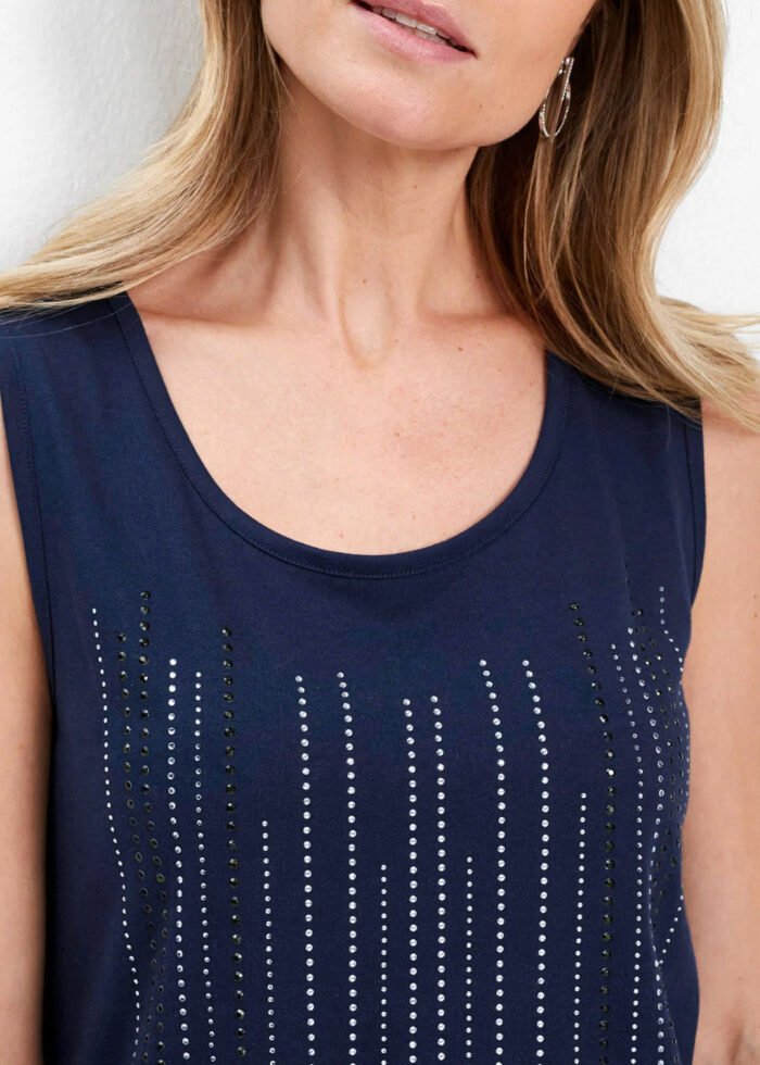 NAVY Pure Cotton Rhinestone Vest Top Size 14 - 32 - Image 5